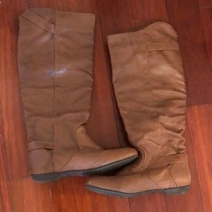 Tan knee high boots